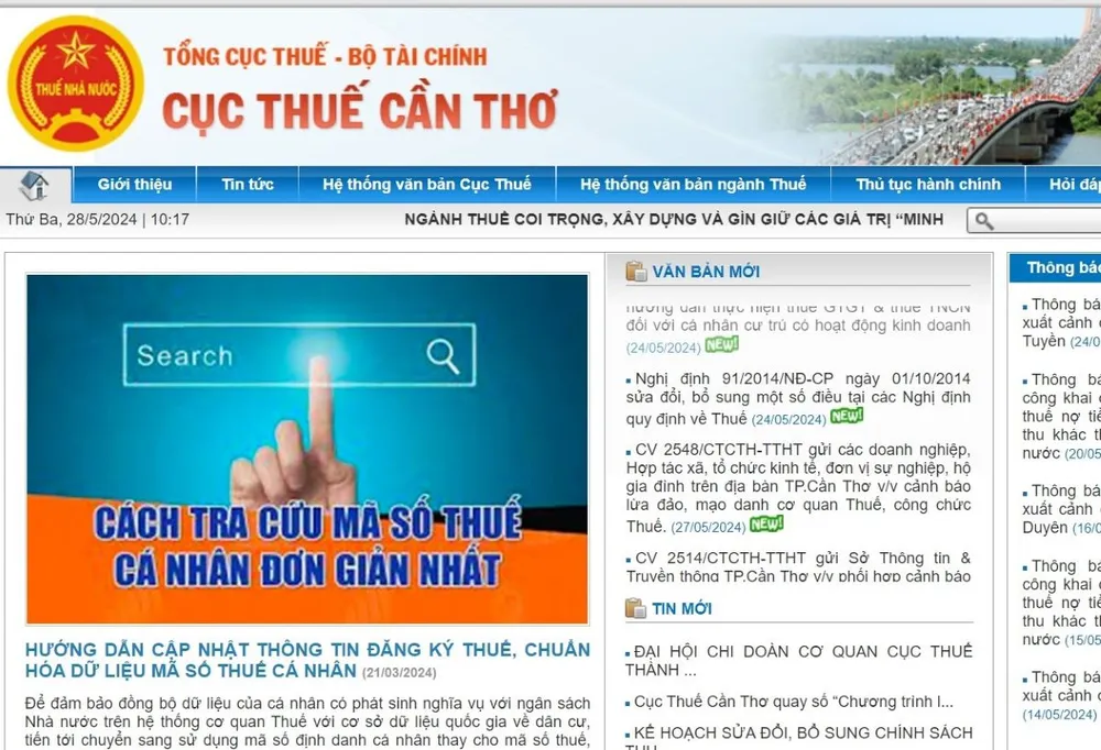 Cục Thuế TP Cần Thơ cảnh báo lừa đảo.
