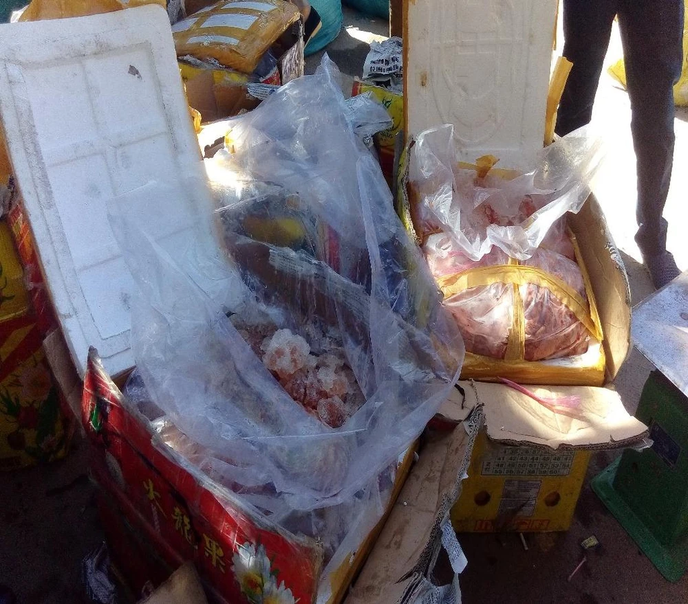 Nội tạng động vật được bắt giữ