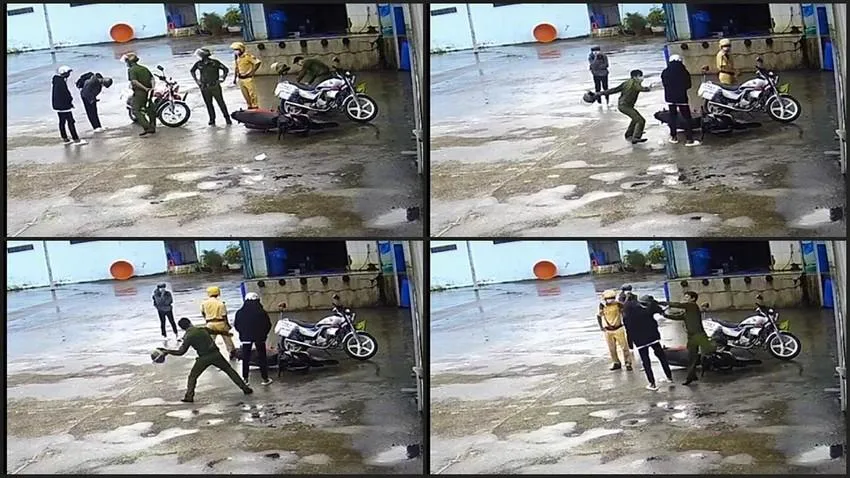 Bước đầu, Công an tỉnh Sóc Trăng xác định hành vi của cán bộ, chiến sĩ trong Tổ tuần tra trong vụ việc đã vi phạm quy tắc ứng xử theo Thông tư về Quy định quy tắc ứng xử của Công an nhân dân. Ảnh cắt từ clip