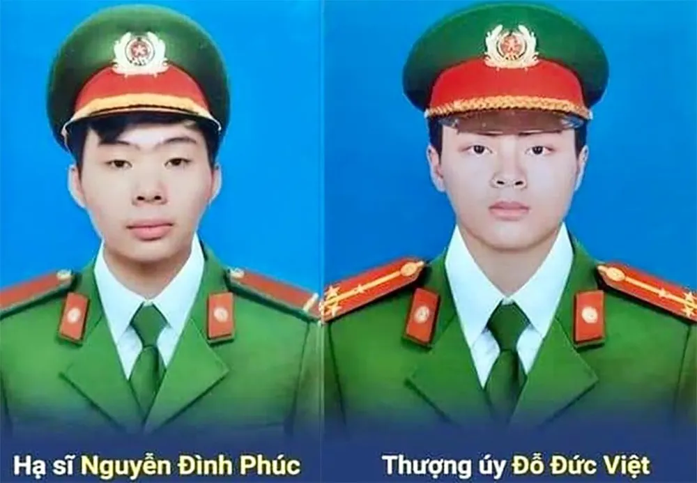 Hạ sĩ Nguyễn Đình Phúc và Thượng úy Đỗ Đức Việt trước lúc hy sinh Hạ sĩ Nguyễn Đình Phúc và Thượng úy Đỗ Đức Việt trước lúc hy sinh
