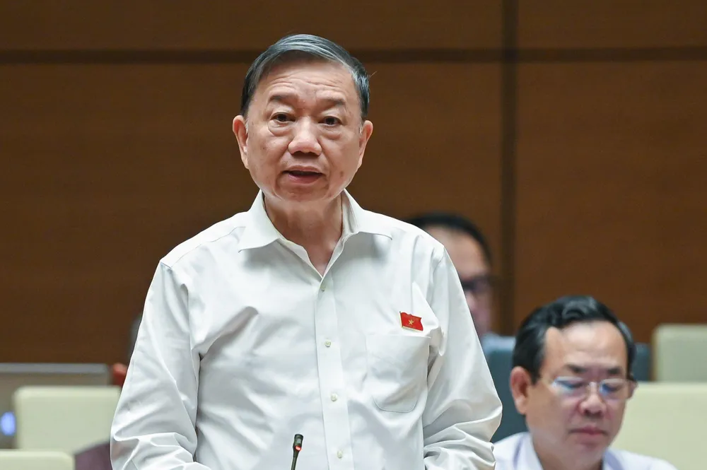 Bộ trưởng Tô Lâm phát biểu tại phiên thảo luận. Ảnh: PHẠM THẮNG