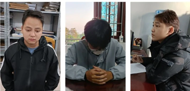 3 trong số 7 người bị công an Bắc Giang tạm giữ hình sự trong đường dây đánh bạc. Ảnh: CACC