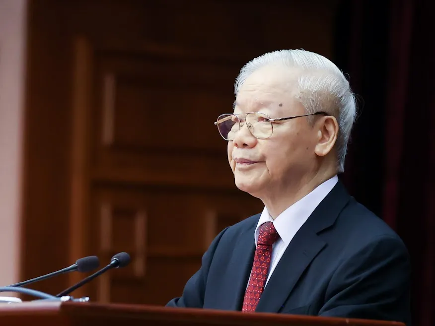 Tổng Bí thư Nguyễn Phú Trọng phát biểu bế mạc Hội nghị Trung ương 7 khóa XIII (Hội nghị Trung ương giữa nhiệm kỳ) - Ảnh: VGP/Nhật Bắc