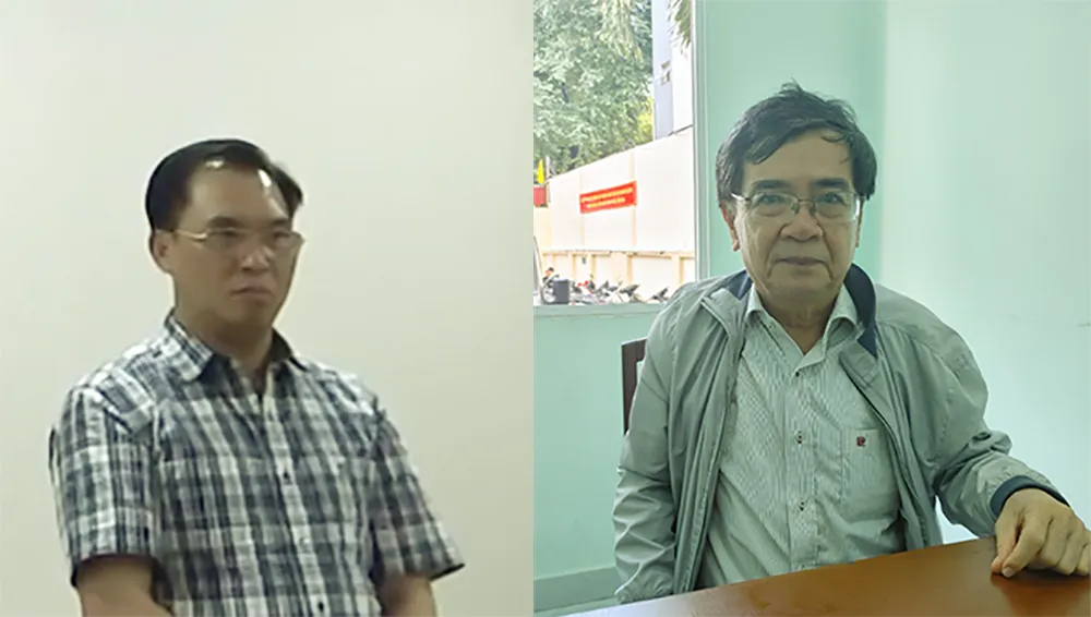 Ông Huỳnh Thế Năng (Phải) và Đinh Trường Chinh tại công an khoi-to-giam-doc-cong-ty.jpg