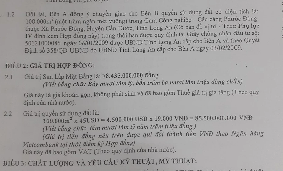 Các bên tranh cãi về điều khoản thanh toán quyền sử dụng đất của hợp đồng san lấp Tranh cãi hợp đồng san lấp thanh toán bằng quyền sử dụng đất
