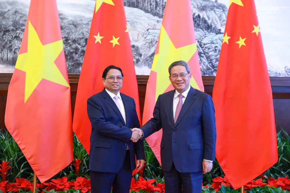 Thủ tướng Phạm Minh Chính hội đàm với Thủ tướng Trung Quốc Lý Cường - Ảnh: VGP/Nhật Bắc 5.jpg