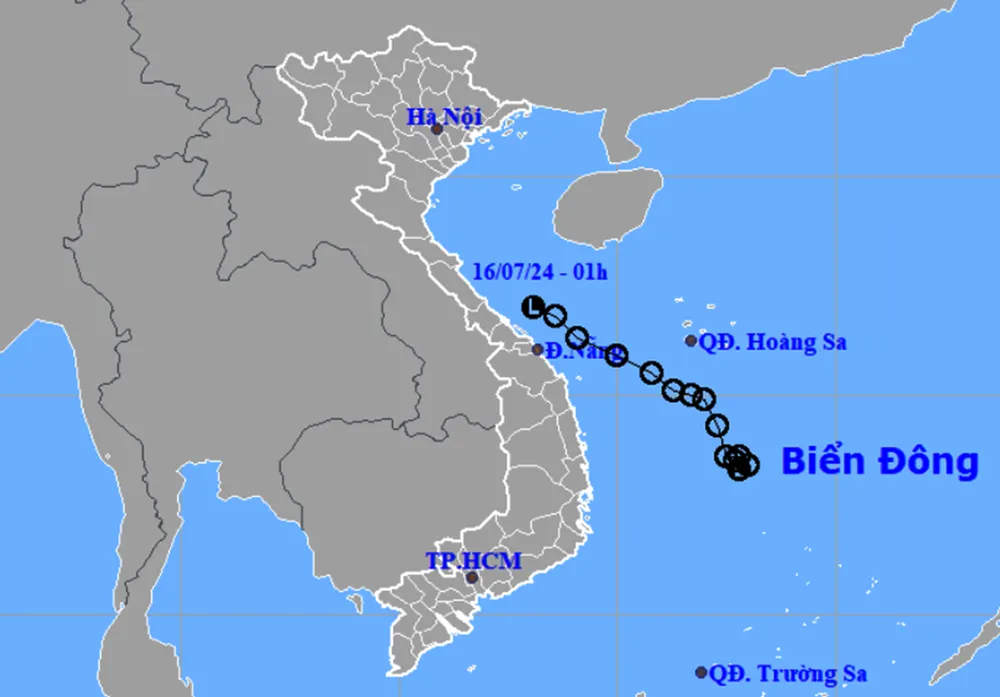 Áp thấp nhiệt đới suy yếu thành vùng áp. Ảnh: nchmf.gov.vn Áp thấp nhiệt đới suy yếu, mưa trên diện rộng ở Tây Nguyên, Bắc Trung Bộ