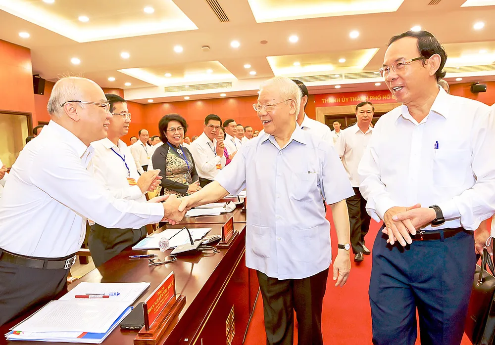 Tổng Bí thư Nguyễn Phú Trọng làm việc với TP.HCM vào ngày 23-9-2022. Ảnh: VIỆT DŨNG- BÁO SÀI GÒN GIẢI PHÓNG tong-bi-thu-nguyen-phu-trong-voi-tphcm-sua.jpg