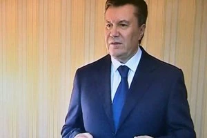 Ông Yanukovych trên đài truyền hình Kharkov hôm 23/2 trước khi 'mất tích' (Nguồn: AFP/TTXVN)
