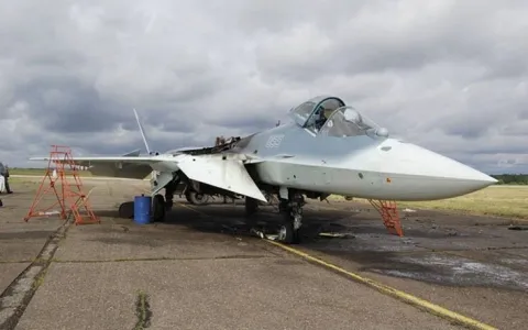 Tiêm kích T-50 của Nga bốc cháy khi hạ cánh ảnh 1