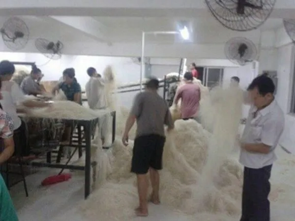 Rợn người cảnh sản xuất miến bằng chân tại Trung Quốc ảnh 1