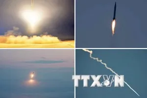 Triều Tiên đề xuất ngừng các hoạt động thù địch với Hàn Quốc từ ngày 4-7 ảnh 1 Hình ảnh về các vụ thử tên lửa của Triều Tiên. (Nguồn: YONHAP/TTXVN)