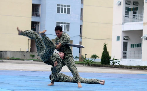 Mãn nhãn xem bộ đội Đặc công trình diễn võ thuật ảnh 6 Những đường quyền trong các tình huống: một chọi một, một đánh bốn, hai đánh bảy...luôn thể hiện sự điêu luyện, chính xác và đẹp mắt.