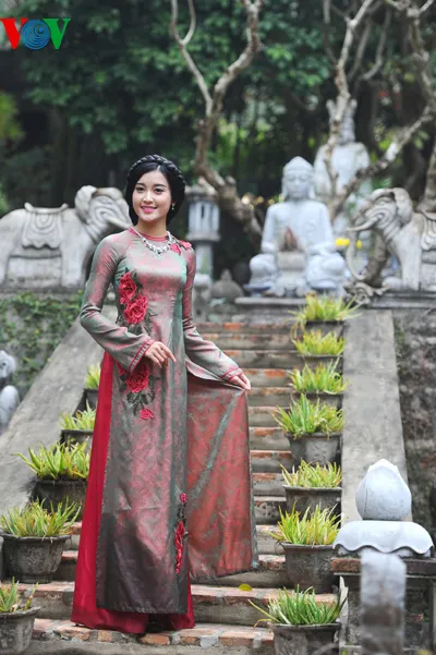 Ngắm nhan sắc Á hậu Huyền My trong áo dài nền nã ảnh 11