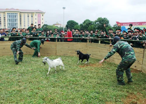 Cán bộ, chiến sĩ Đại đội 9, Tiểu đoàn 39, Lữ đoàn Phòng không 241 trang trí doanh trại đón Tết. Các cơ quan, đơn vị trực thuộc Binh đoàn Quyết Thắng chuẩn bị nội dung thi "Bịt mắt bắt dê". Các chiến sĩ Tiểu đoàn 701 nhận mặt nạ, chuẩn bị phần thi "Bịt mắt bắt dê". Các chiến sĩ trẻ rất hào hứng vào cuộc hết mình với trò chơi dân gian. Các cổ động viên nhiệt tình cổ vũ vô tư cho các đội. Thi đẩy gậy. Thi đi trên cầu độc mộc. Ném còn, một trò chơi được cán bộ, chiến sĩ Tiểu đoàn 39, Lữ đoàn Phòng không 241 yêu thích.