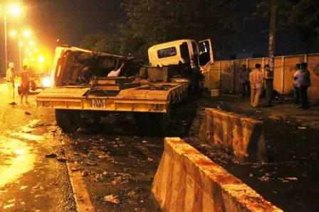 Hiện trường vụ TNGT trên QL1, nơi thượng úy CSGT Huỳnh Lê Trường tử vong khi đang làm nhiệm vụ.