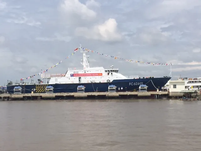 Hạ thủy tàu tuần tra kết hợp tìm kiếm cứu nạn xa bờ hiện đại ảnh 1