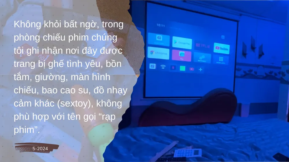 Một góc trong phòng chiếu phim của “rạp phim tình nhân” Kat in love - couple cinema trên đường Sư Vạn Hạnh có cả ghế tình yêu. rạp phim tình nhân