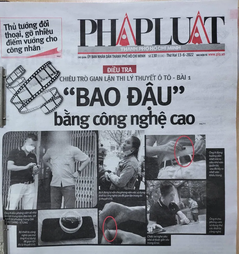 Hoạt động gian lận thi lý thuyết ô tô có sự móc nối, tiếp tay của giáo viên dạy lái Ảnh TỰ SANG -VÕ TÙNG