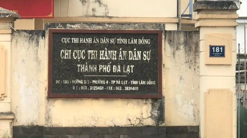 Chi cục Thi hành án Dân sự TP Đà Lạt. Ảnh: VT