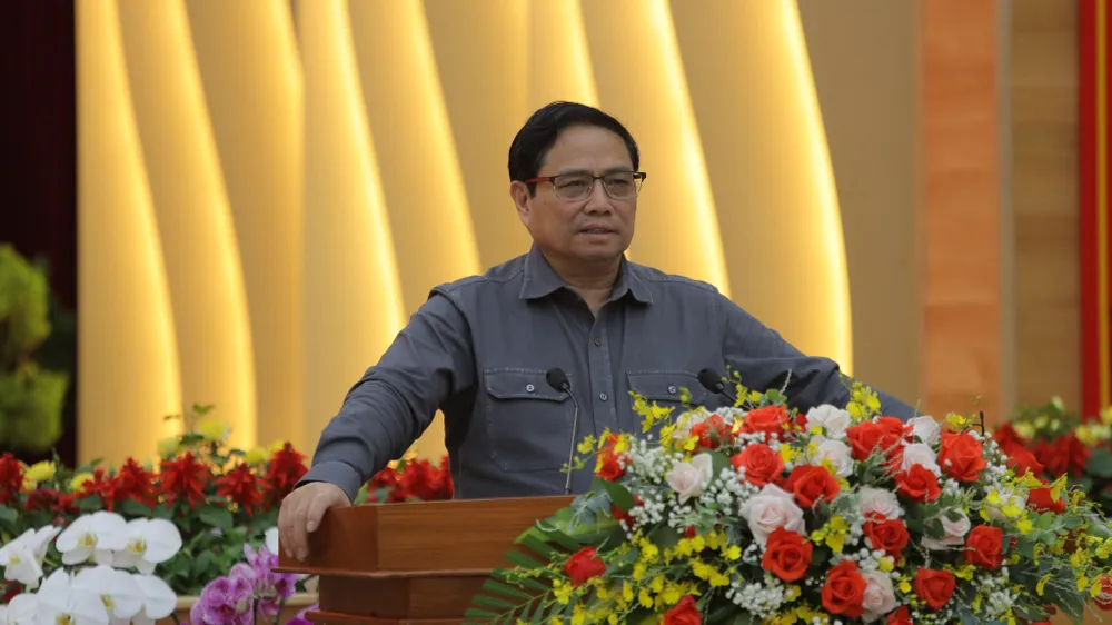 Thủ tướng Chính phủ Phạm Minh Chính phát biểu kết luận buổi làm việc. Ảnh: VTT Thủ tướng Chính phủ Phạm Minh Chính phát biểu kết luận buổi làm việc. Ảnh: VTT