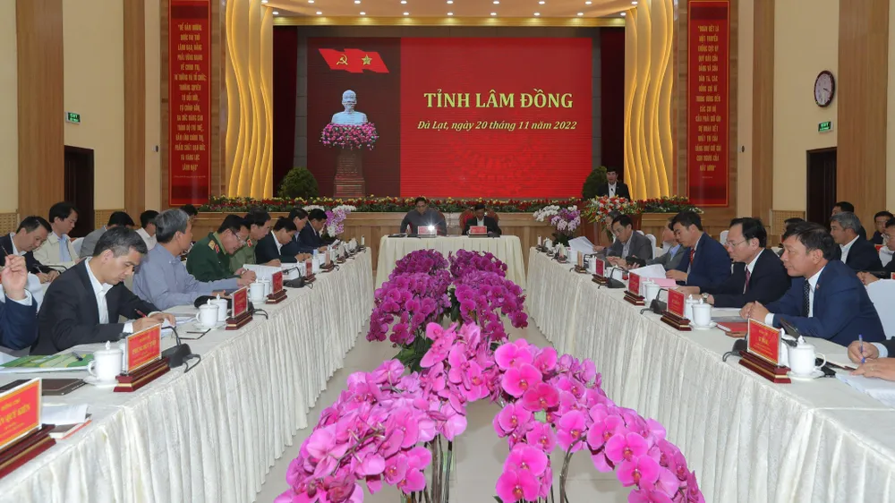 Thủ tướng Chính phủ Phạm Minh Chính làm việc với BTV Tỉnh ủy Lâm Đồng. Ảnh: VTT Thủ tướng Chính phủ Phạm Minh Chính làm việc với BTV Tỉnh ủy Lâm Đồng. Ảnh: VTT