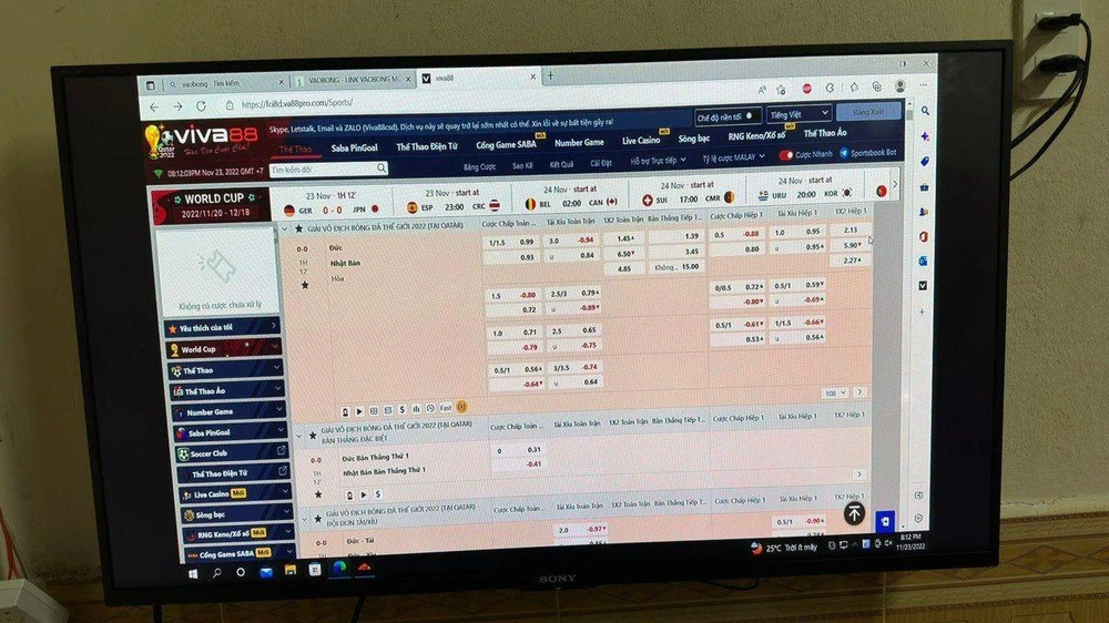 Trang mạng được Hiếu dùng để tổ chức đánh bạc. Ảnh: CACC Trang mạng được Hiếu dùng để tổ chức đánh bạc. Ảnh: CACC