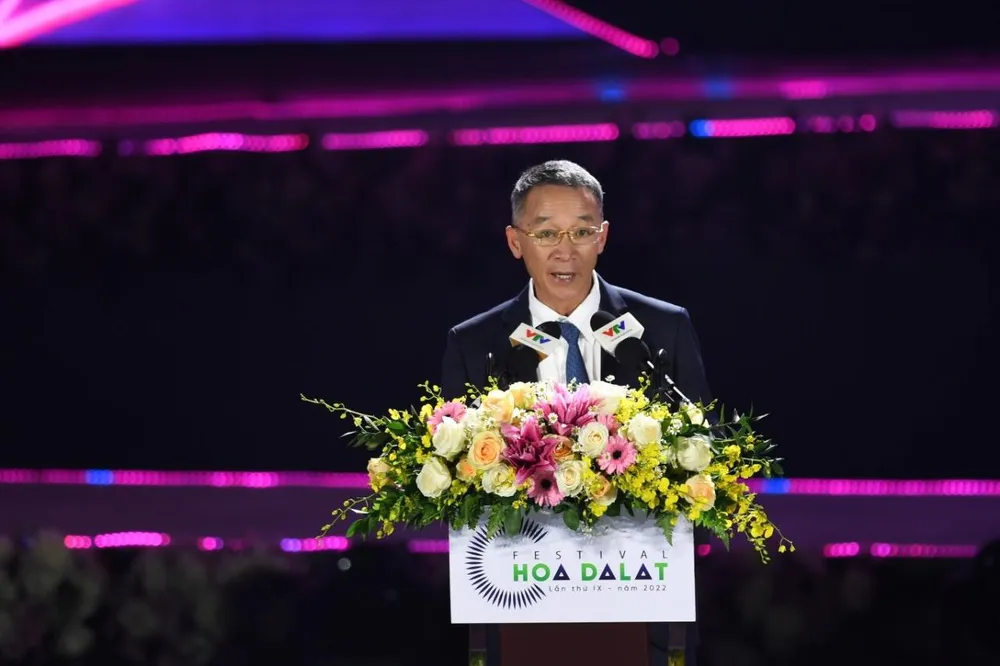 Chủ tịch UBND tỉnh Lâm Đồng Trần Văn Hiệp tuyên bố khai mạc Festival Hoa Đà Lạt. Ảnh: VÕ TÙNG Chủ tịch UBND tỉnh Lâm Đồng Trần Văn Hiệp tuyên bố khai mạc Festival Hoa Đà Lạt. Ảnh: VÕ TÙNG