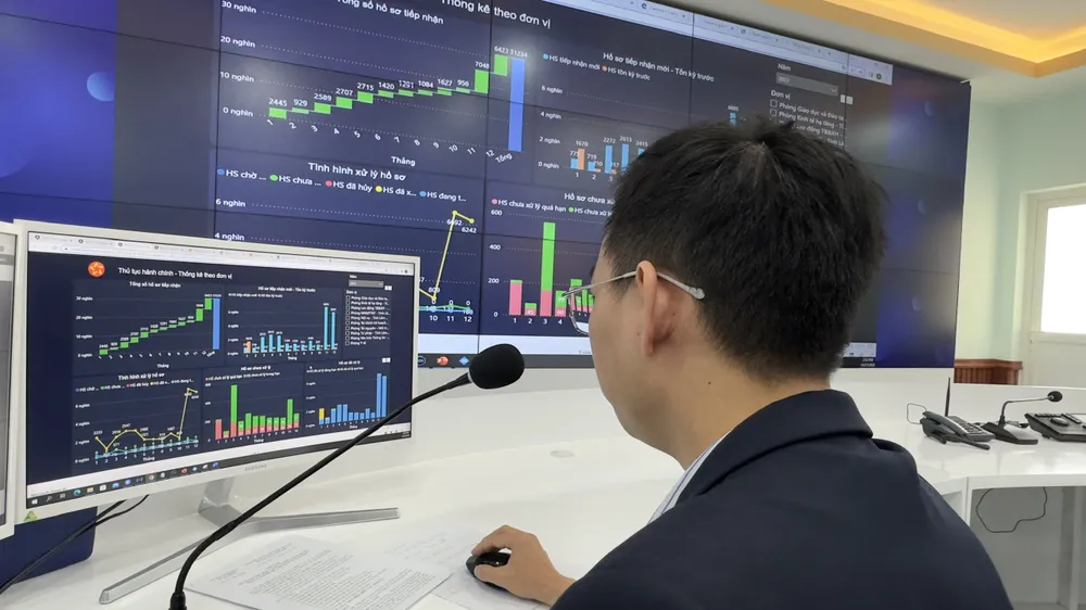 Trung tâm điều hành thông minh huyện Đạ Tẻh. Ảnh: VÕ TÙNG