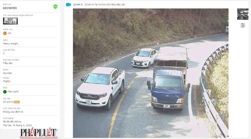 camera phạt nguội trên đèo Bảo Lộc
