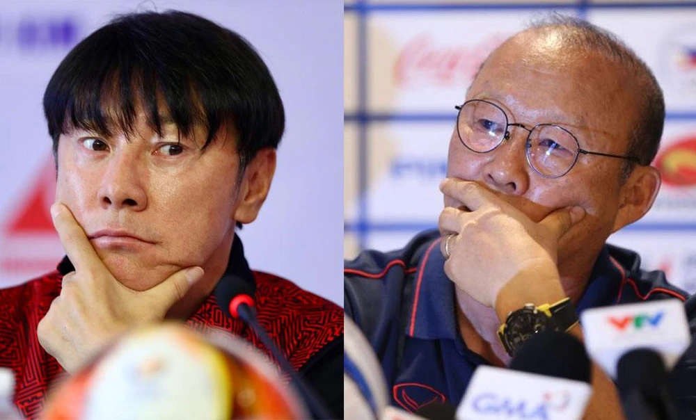 Ông Shin và ông Park đang tính toán những canh bạc trong cuộc chạm trán sớm ở vòng bảng. Ảnh: D.ANH - A.PHƯƠNG