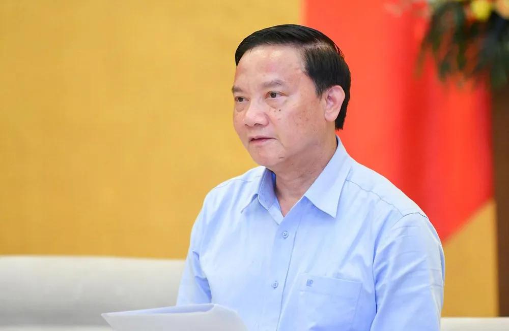 Phó Chủ tịch Quốc hội Nguyễn Khắc Định lưu ý dự thảo luật cần làm rõ hơn quy trình thanh tra trong dự luật. Ảnh: Đ.MINH