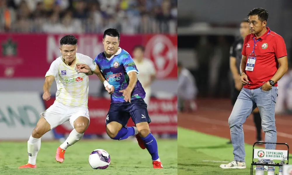 Lượt đi Bình Định thua 0-1 từ bàn thắng của Tuấn Hải nhưng HLV Đức Thắng không phục và muốn đòi nợ trên sân Hàng Đẫy. Ảnh: ANH PHƯƠNG