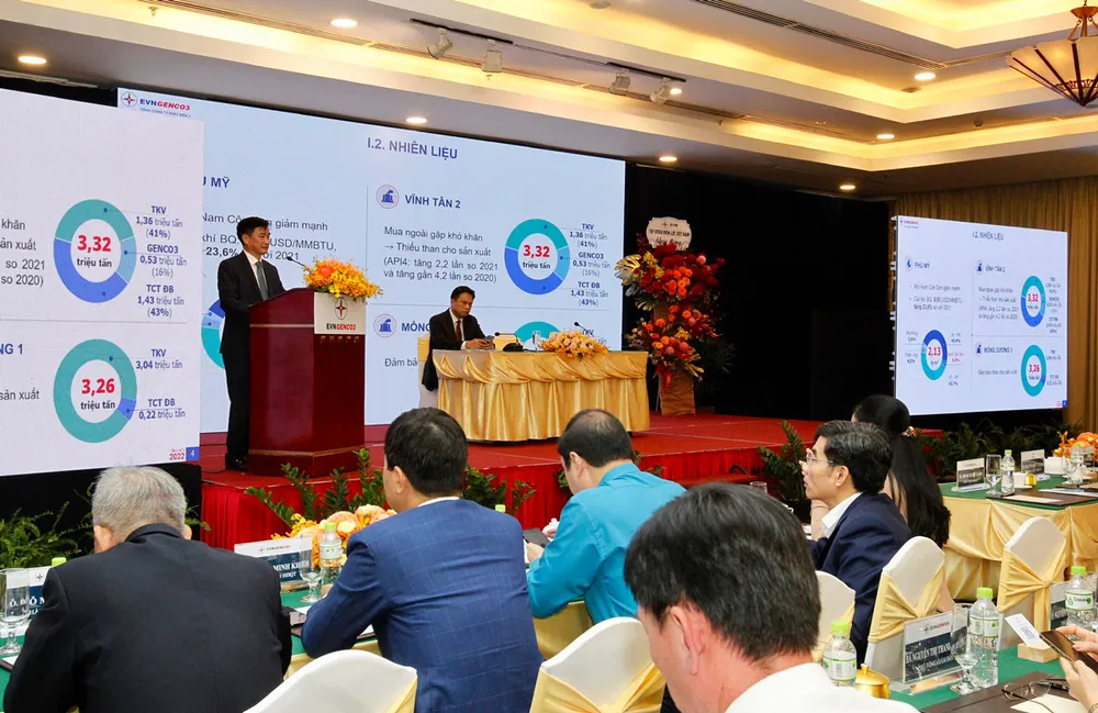 Hội nghị tổng kết công tác sản xuất, kinh doanh năm 2022 và triển khai nhiệm vụ năm 2023 của EVNGENCO3. Ảnh: TN Hội nghị tổng kết công tác sản xuất, kinh doanh năm 2022 và triển khai nhiệm vụ năm 2023 của EVNGENCO3. Ảnh: TN