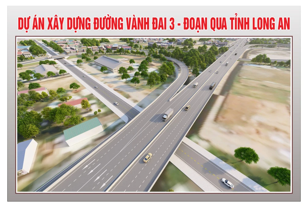 Phối cảnh đường vành đai 3 TP.HCM đoạn qua tỉnh Long An. (Ảnh do Sở GTVT tỉnh Long An cung cấp)