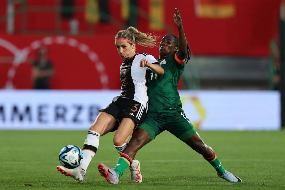 Trận nữ Zambia thắng Đức 3-2. Ảnh: AFP