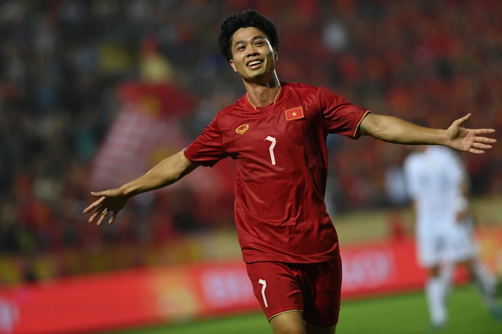 Công Phượng ghi bàn mở tỉ số trong trận Việt Nam thắng Palestine 2-0. Ảnh: HẢI THỊNH 14_Congphuong_khong len doituyen_SEP_2023_370.jpg