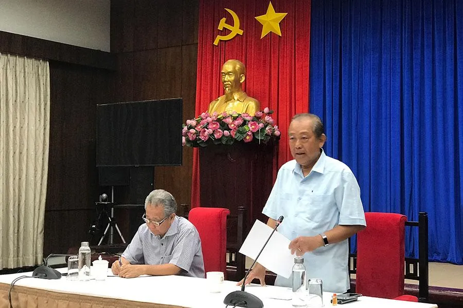 Nguyên Phó Thủ tướng Trương Hòa Bình chia sẻ câu chuyện của mình khi tập kết ra Bắc. Ảnh: THANH TUYỀN Nguyên Phó Thủ tướng Trương Hòa Bình chia sẻ câu chuyện của mình khi tập kết ra Bắc. Ảnh: THANH TUYỀN