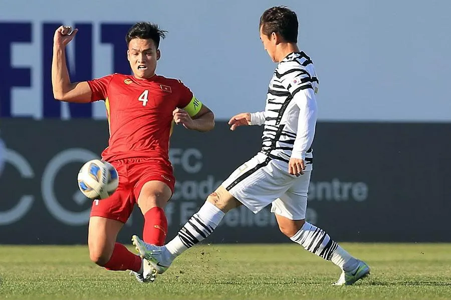 Kiên cường trước U-23 Hàn Quốc, các cầu thủ U-23 Việt Nam đang rất gần với chiếc vé vào tứ kết. Ảnh: ANH THỎA Kiên cường trước U-23 Hàn Quốc, các cầu thủ U-23 Việt Nam đang rất gần với chiếc vé vào tứ kết. Ảnh: ANH THỎA