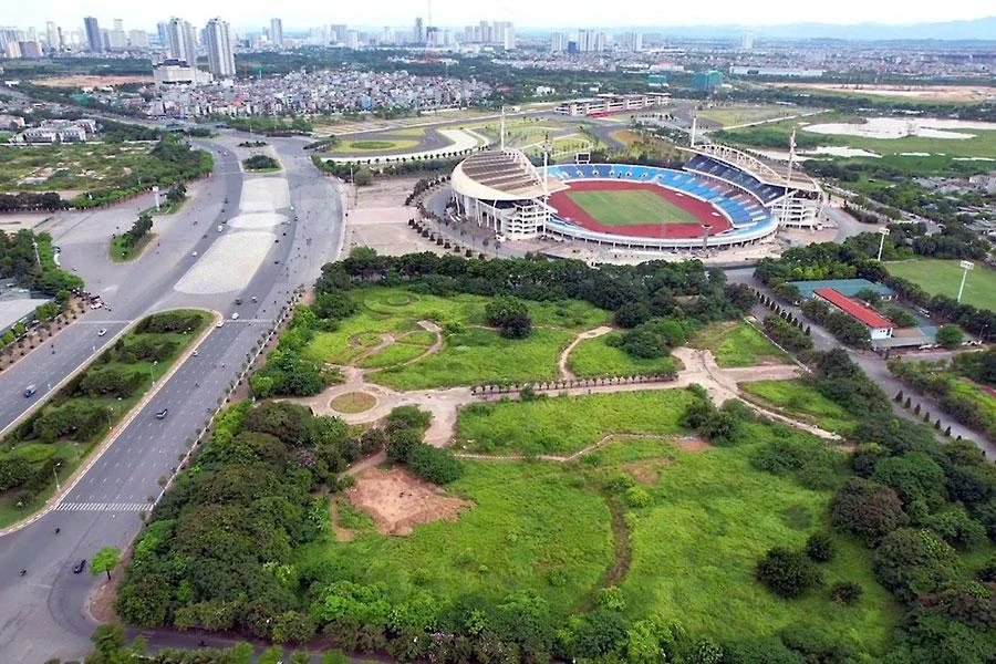 Khu liên hợp thể thao quốc gia Mỹ Đình nhìn từ trên cao. Ảnh: TTXVN