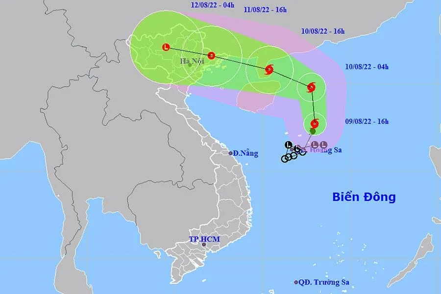 Dự báo đường đi của bão số 2. Ảnh: NCHMF Dự báo đường đi của bão số 2. Ảnh: NCHMF