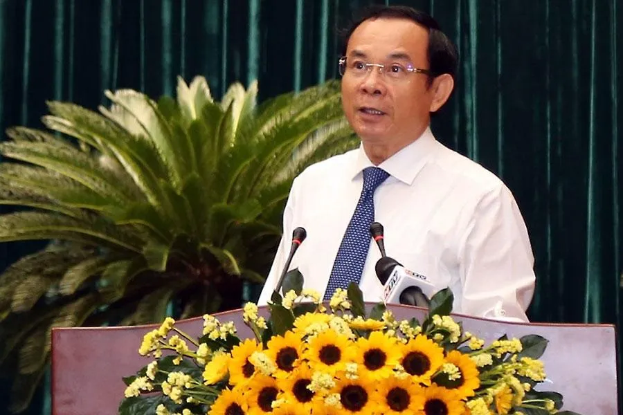 Bí thư Thành ủy TP.HCM Nguyễn Văn Nên phát biểu tại hội nghị. Ảnh: THANH TUYỀN