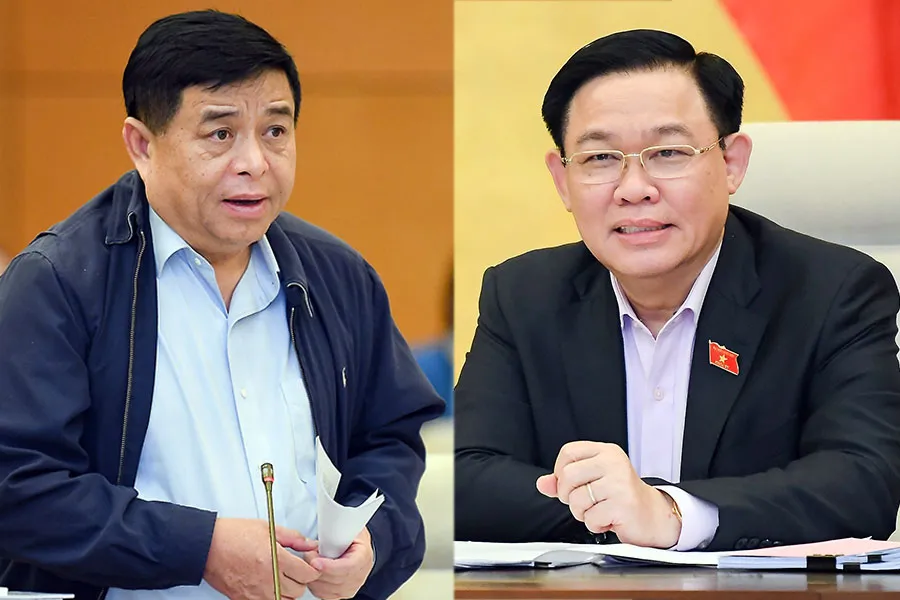 Chủ tịch Quốc hội Vương Đình Huệ (phải) và Bộ trưởng Bộ KH&ĐT Nguyễn Chí Dũng phát biểu tại phiên họp. Ảnh: PHẠM THẮNG Chủ tịch Quốc hội Vương Đình Huệ (phải) và Bộ trưởng Bộ KH&ĐT Nguyễn Chí Dũng phát biểu tại phiên họp. Ảnh: PHẠM THẮNG