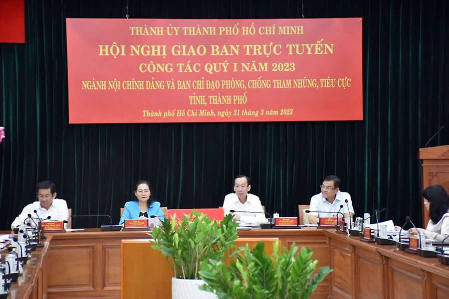 Điểm cầu trực tuyến tại TP.HCM. Ảnh: THANH THÙY
