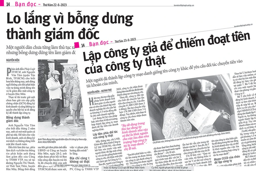 Nội dung các bài viết liên quan đến vấn đề về cấp giấy chứng nhận đăng ký kinh doanh mà Pháp Luật TP.HCM đã đăng tải mấy ngày qua.