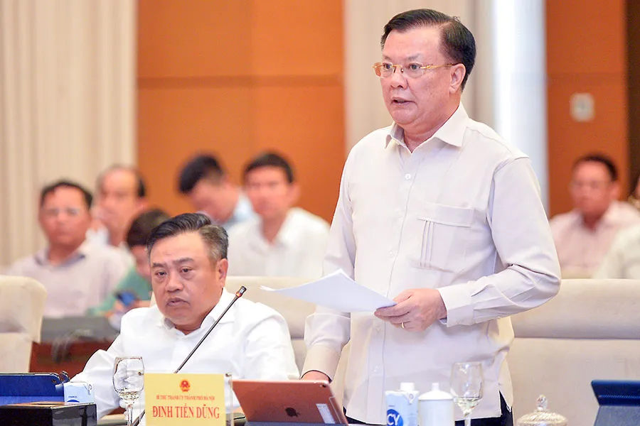 Bí thư Thành ủy TP Hà Nội Đinh Tiến Dũng đề xuất giao cho TP Hà Nội di dời các cơ sở giáo dục đại học khỏi nội đô. Ảnh: PHẠM THẮNG P3_qh_thunguyet.jpg