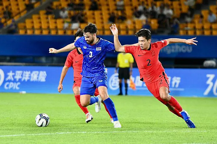 Trận Olympic Thái Lan tại vòng bảng thua đậm Olympic Hàn Quốc 0-4. Ảnh: AFC 15_3-doi-DNA-kho-chiu-noi-vong-16-doi.jpg