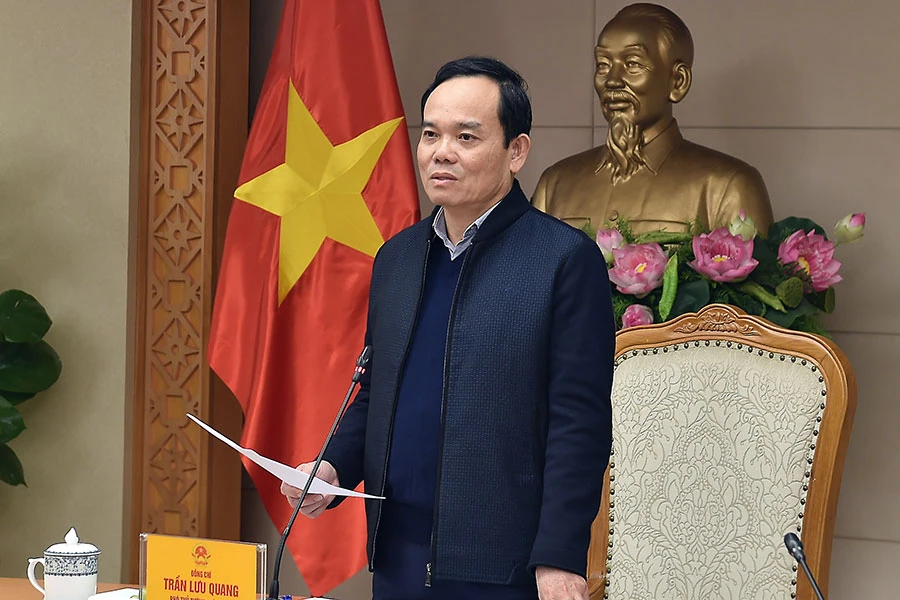 Phó Thủ tướng Trần Lưu Quang phát biểu chỉ đạo tại cuộc họp. Ảnh: TN P3_sap-nhap-huyen-xa.jpg