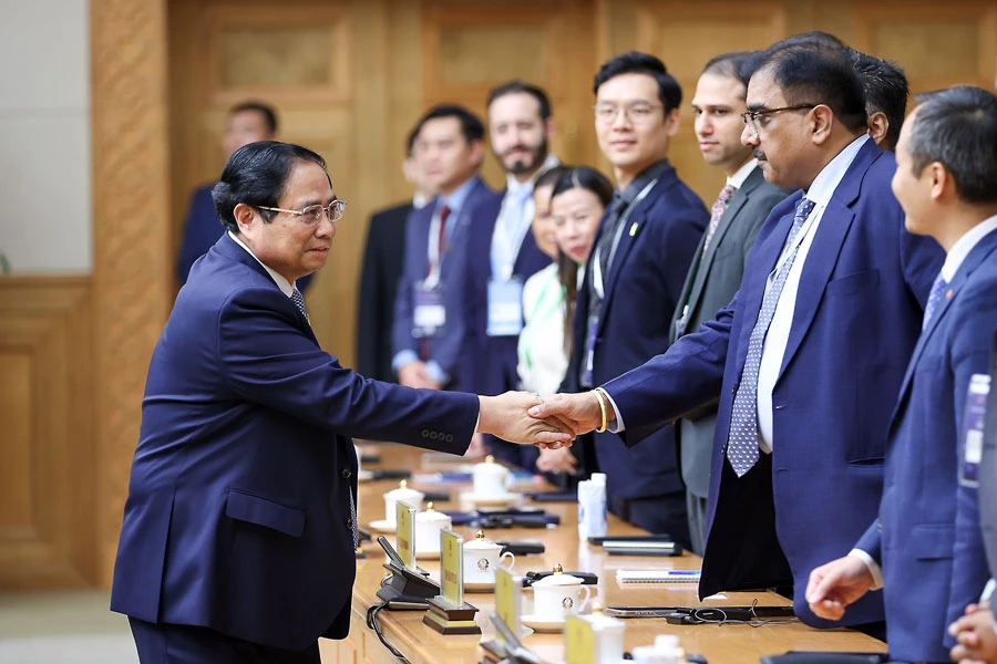 Thủ tướng Phạm Minh Chính đã tiếp đoàn doanh nghiệp Hội đồng Kinh doanh Mỹ-ASEAN (USABC) hồi tháng 3-2024. Thủ tướng đề nghị các doanh nghiệp Mỹ tiếp tục mở rộng quy mô, phạm vi và các nhóm đối tượng đầu tư tại Việt Nam. Ảnh: VGP P2_anh-chinh.jpg