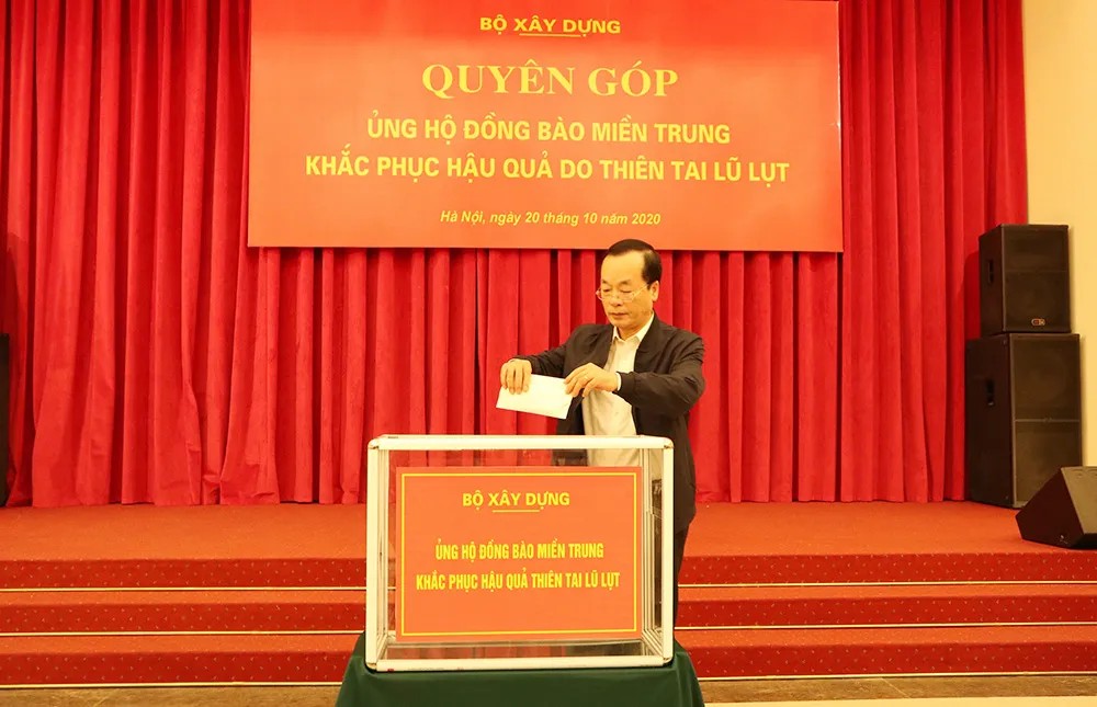 Bộ Xây dựng phát động quyên góp ủng hộ đồng bào Miền Trung ảnh 1 Bộ Xây dựng phát động quyên góp ủng hộ đồng bào Miền Trung ảnh 1